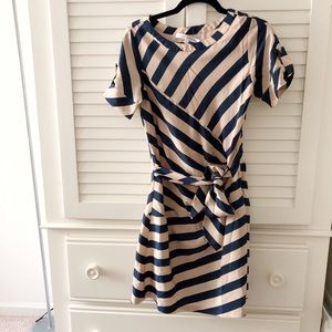 Diane von Furstenberg Navy & Bronze Stripe Dress
